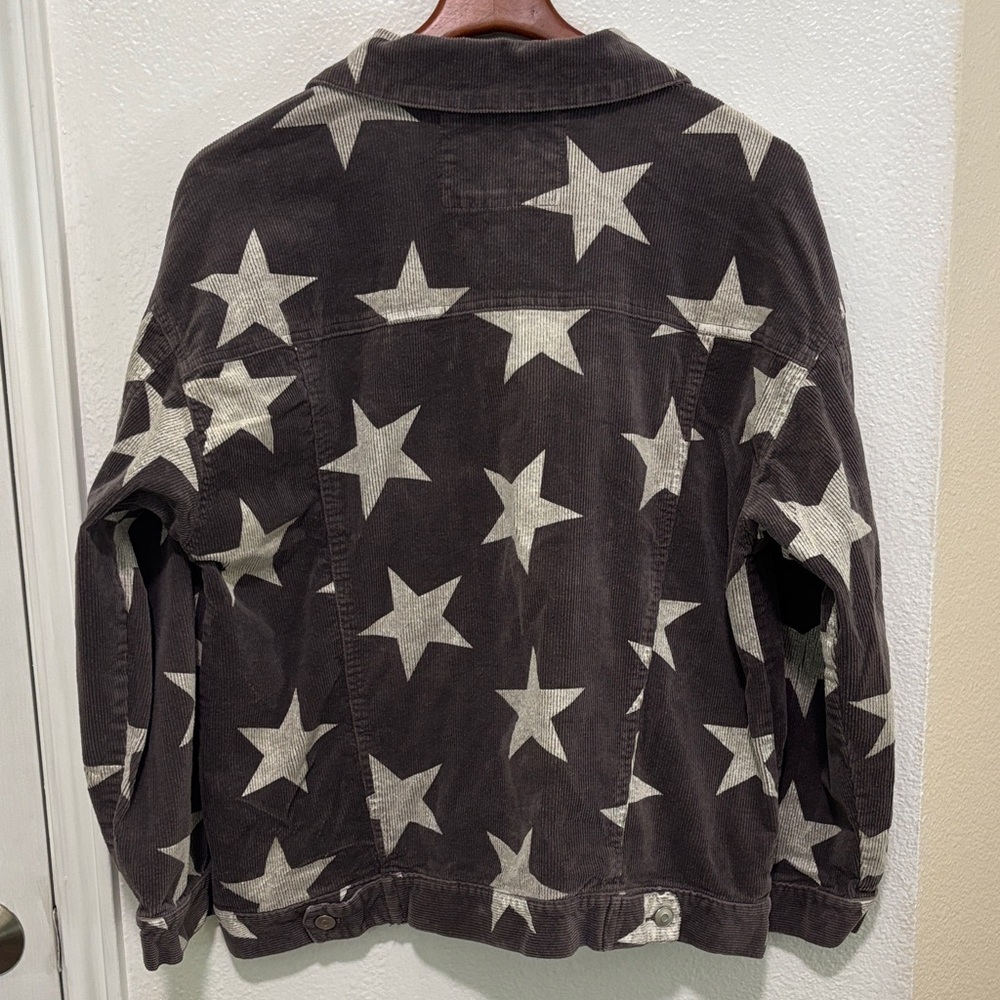 Altar’d State Star Struck Gray Corduroy Jacket Medium Silver Button 97% Cotton - Picture 3 of 6